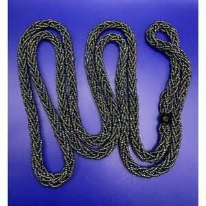 Handcrafted Long Braided Seed Bead Necklace 54" Long Can Be Doubled
